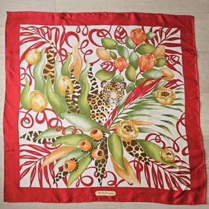 Salvatore Ferragamo 100% Silk red Leopard Scarf
